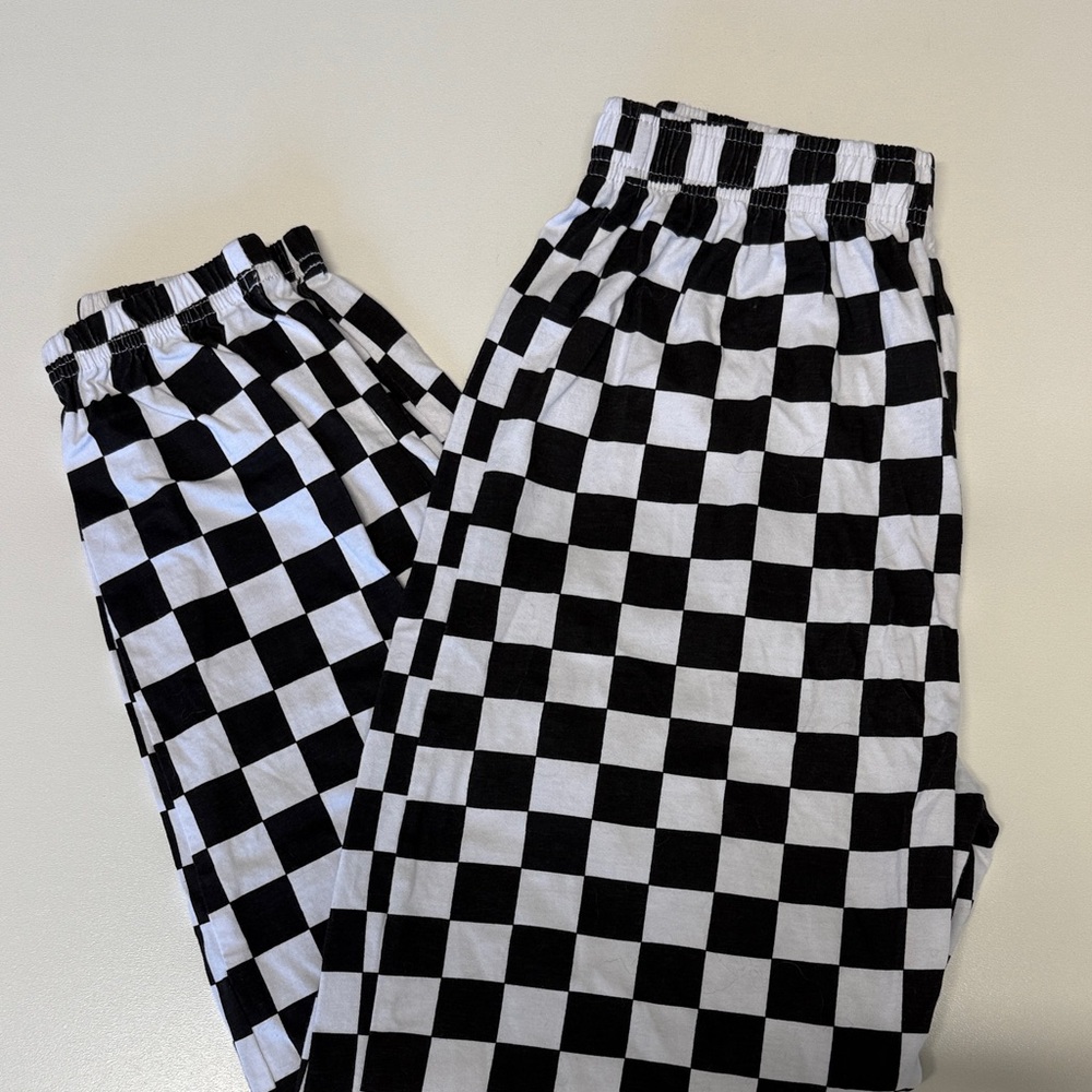 Black & White Checkered Kids Sweatpants
